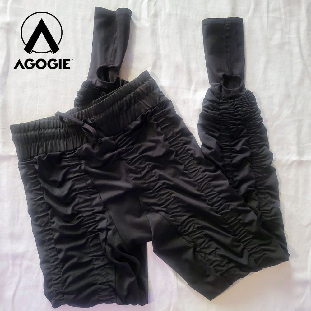 AGOGIE Women's +20 Resistance Black Pants Leggings Workout Athleisure Ruched LRG